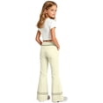 thumbnail image 2 of Glisme Girl Uniform Pant Back To School Elastic Waist Leggings Straight Leg Solid Color Flare Trousers 9-10 Years Beige, 2 of 5