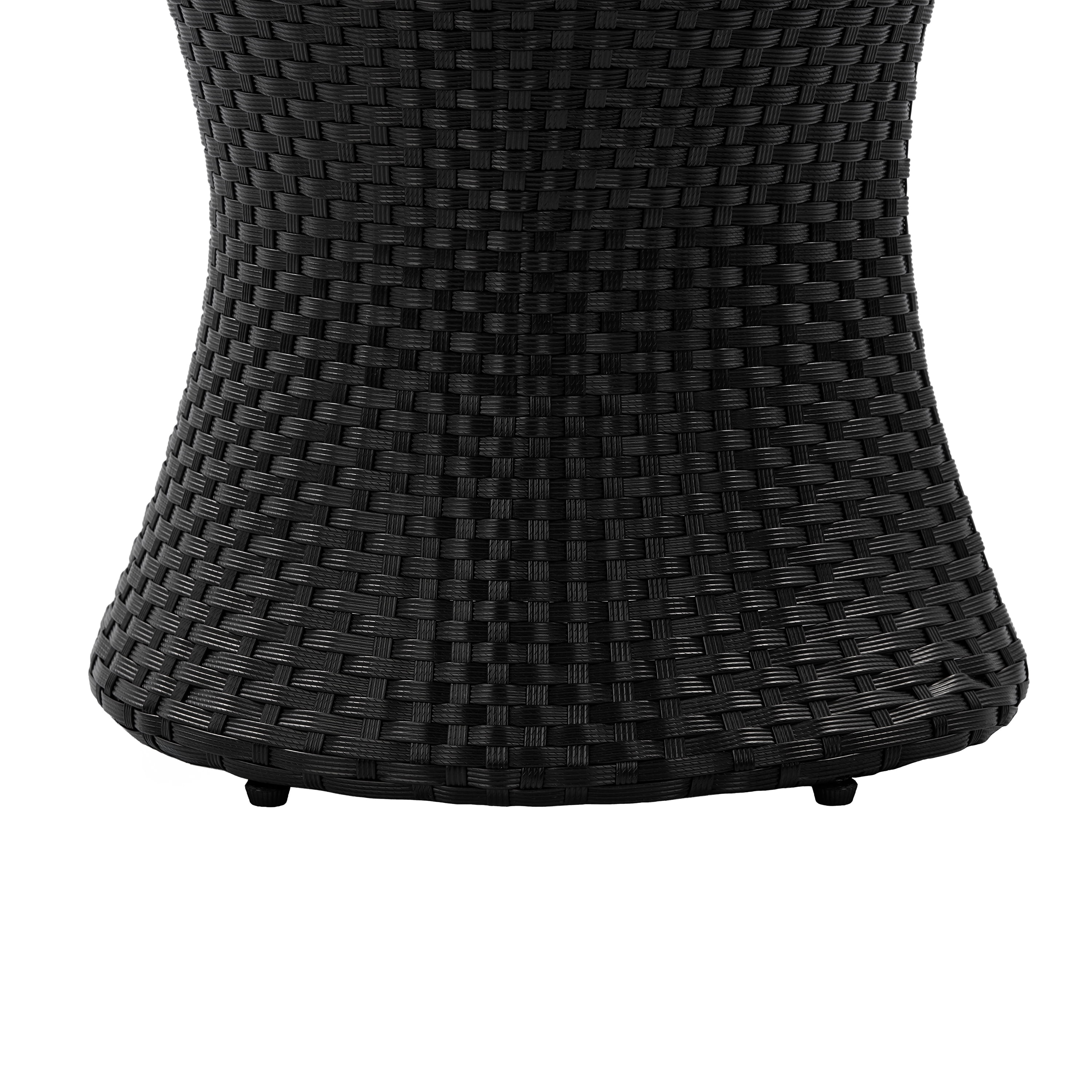 Outdoor No Glass Top Hourglass Rattan Side Table for Patio Balcony Garden, Black