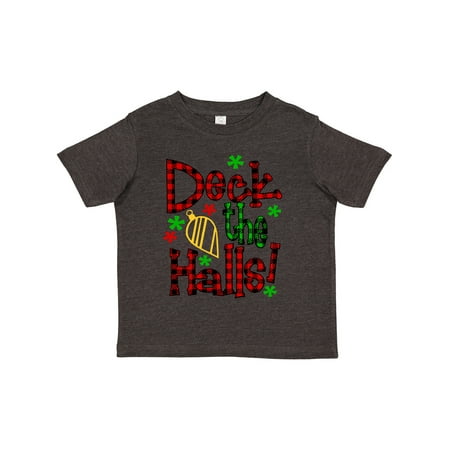 

Inktastic Deck the Halls in Green and Red Plaid with Christmas Bulb Gift Toddler Boy or Toddler Girl T-Shirt