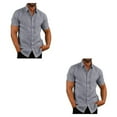 thumbnail image 3 of stanreset 1/2/3 Fête Randonnée Chemise Homme Simple Boutonnage Été Chemises à Manches Courtes Polyester Mode Cadeau d'Anniversaire Gris L 2 Pcs, 3 of 6