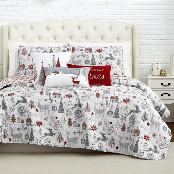 Southshore Fine Living, Inc. Holly Jolly Christmas Quilt Set with Holiday Throw Pillows and Shams