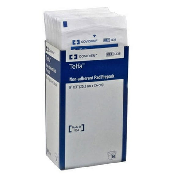 Telfa Ouchless Non-Adherent Dressing, Cotton, 3" X 8", Sterile, Box of 50