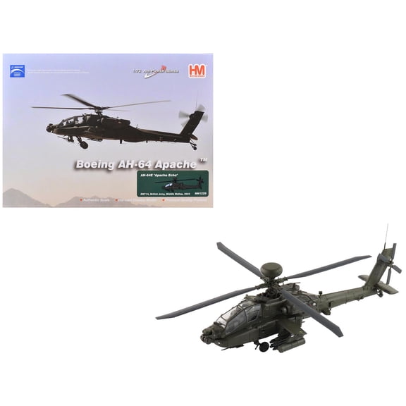 Boeing AH-64E Apache Echo Attack Helicopter "ZM714, Middle Wallop" (2022) British Army 1/72 Diecast Model by Hobby Master
