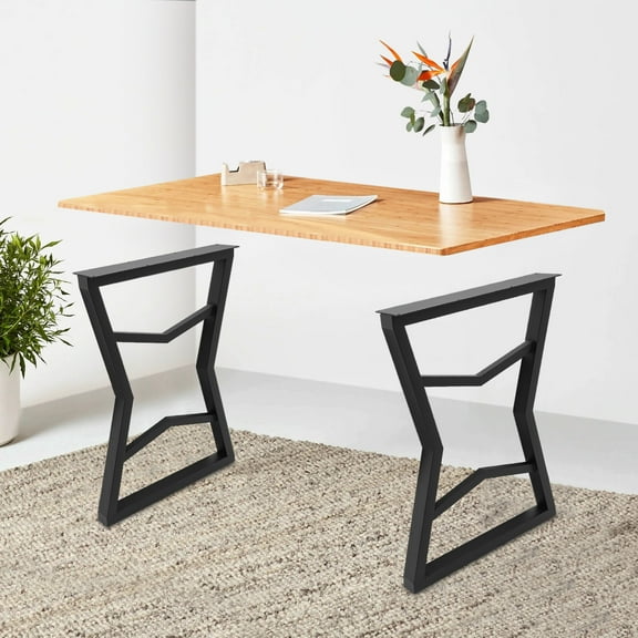 28-inch Steel Tube Table Legs, Modern 2Pcs Black Table Legs, Coffee Table Legs 19.7*2*27.6in