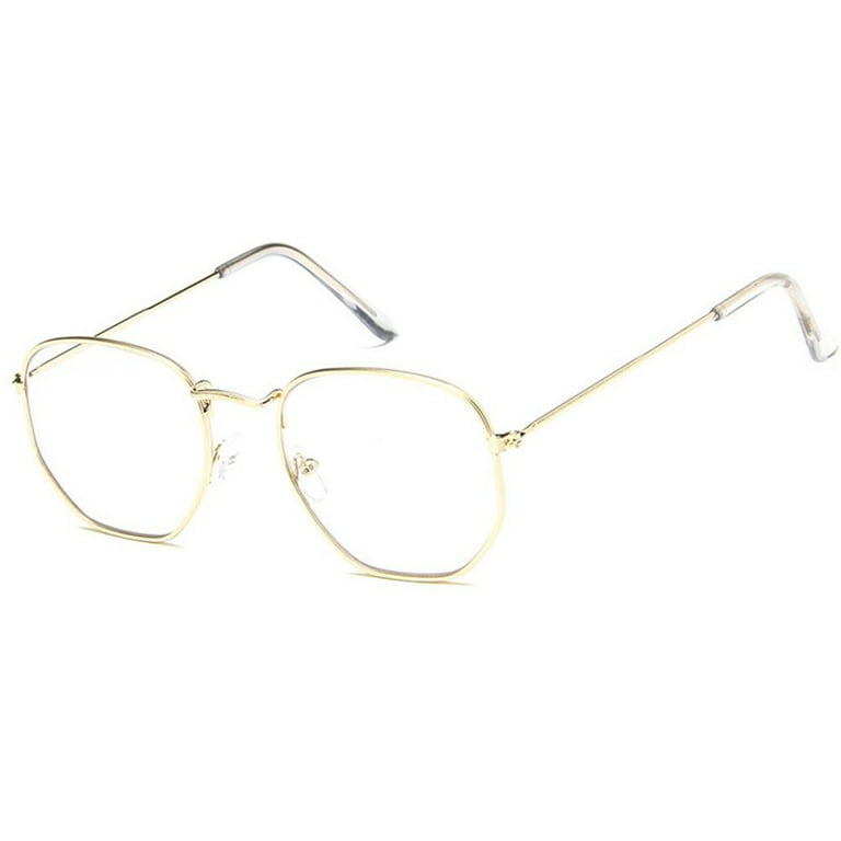 HCHES Small rectangle sunglasses men metal frame polygon women red lens sun  glasses men gold uv400