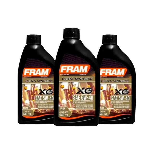 Aceite de Motor FRAM Ultra Sintético 5W40 3 Botellas 946 Ml