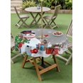 thumbnail image 3 of Outdoor Tablecloth with Umbrella Hole and Zipper, Grey Snowman Christmas Round Table Cloth 60 Inch Waterproof Tablecloth, Gifts Xmas Tree Winter Snowflake Picnic Table Cover for Patio Camping, 3 of 7