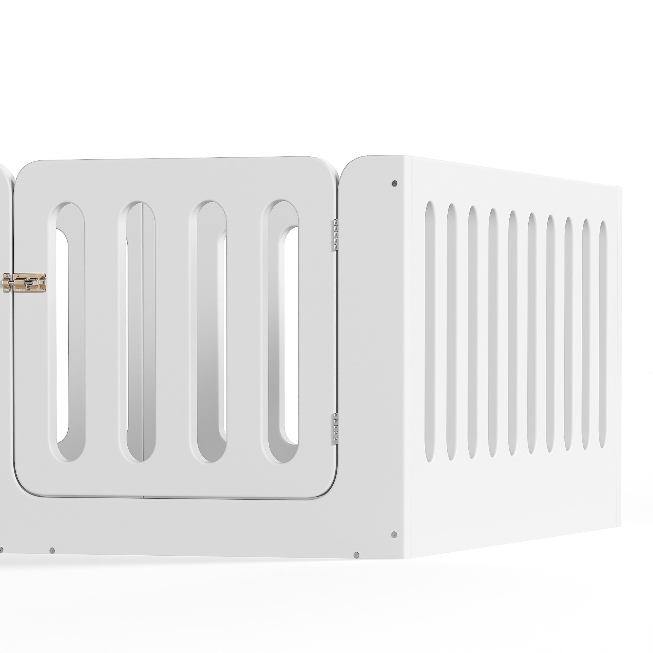 GDF Studio Full Size Montessori Floor Bed with High Guardrails & Door, Low-Profile Design, White