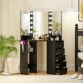 thumbnail image 3 of Topbuy Corner Makeup Vanity Desk Makeup Dresser Table with 3 Color Lighting Black, 3 of 9