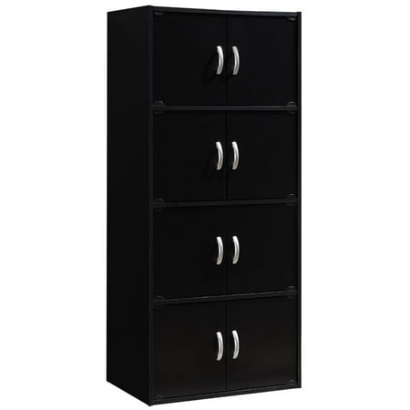 Hodedah 8 Door, Four Shelves, Enclosed Storage Cabinet, Black | Walmart