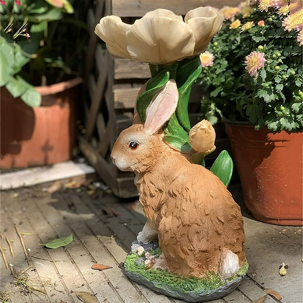 Outdoor Bird Feeder Garden Decor Bunny Rabbit Appearance Bird Bath
