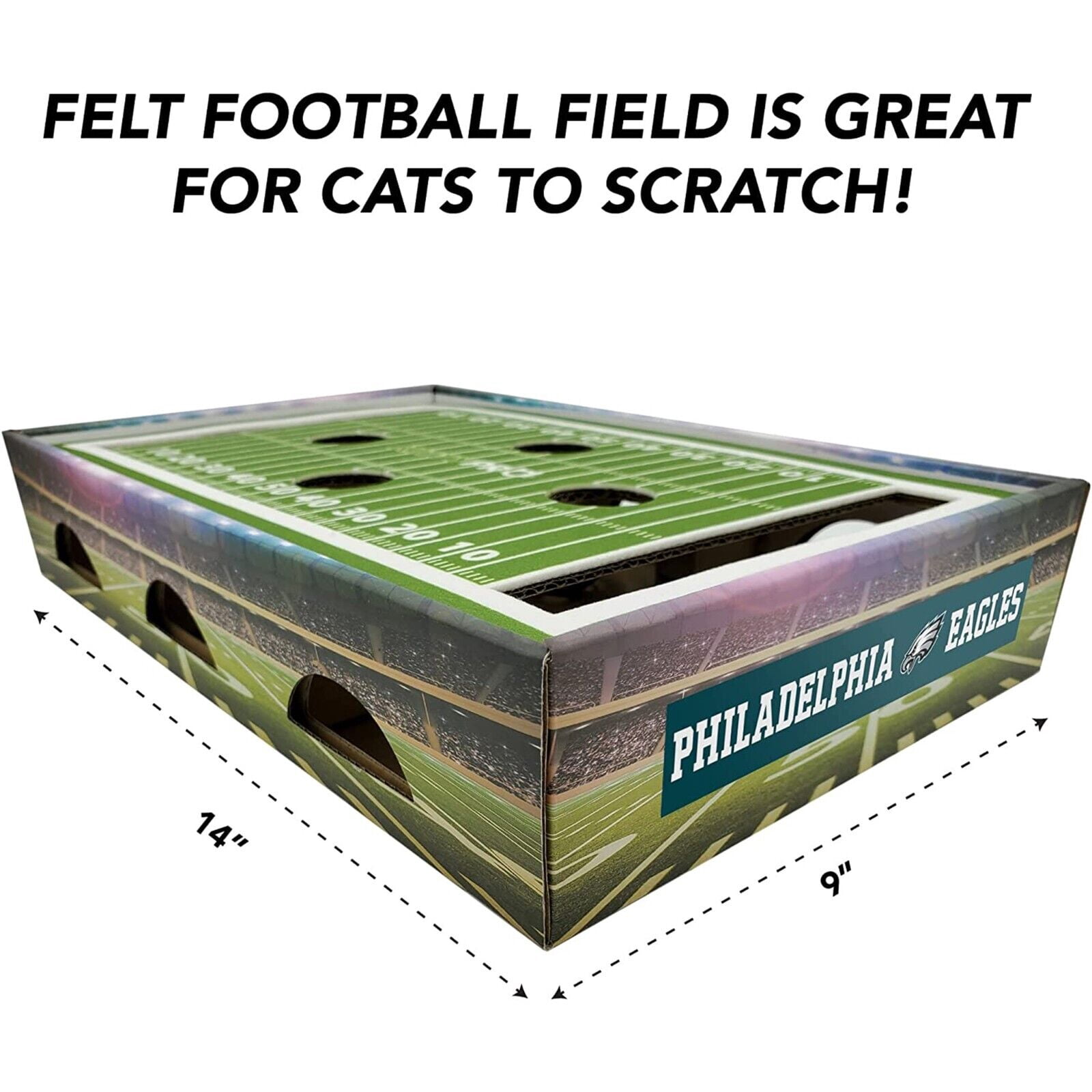 Pets First NFL Philadelphia Eagles Cat Scratcher Box Football Field Designed Cat Scratcher & Lounge