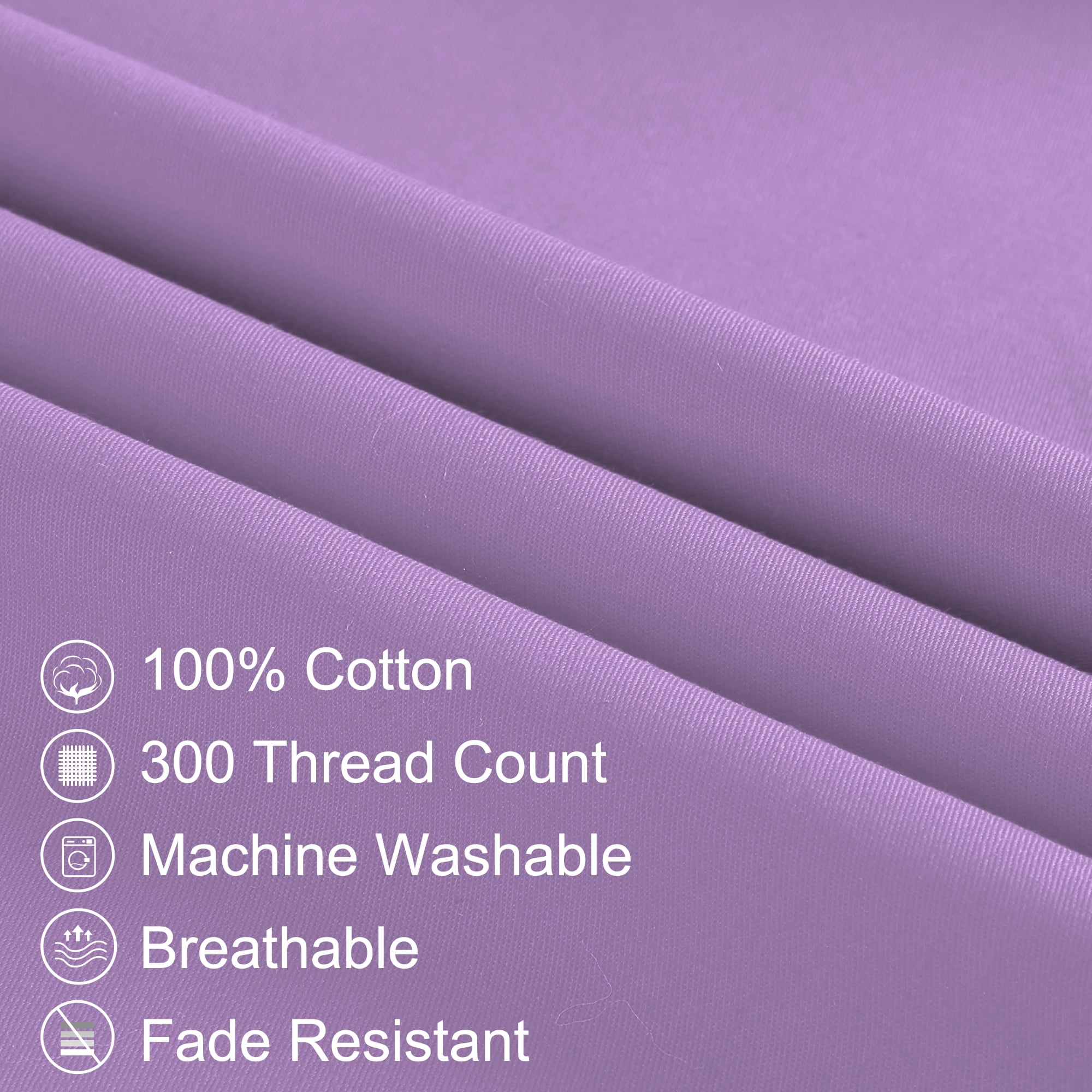 3 Pack Breathable Egyptian Cotton Body Pillow Covers, 20" x 72", Lilac Purple