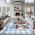 thumbnail image 3 of Ocean Gnome Large Area Rugs 8x10 ft Nautical Shell Sea Star Flag Flower Blue Plaid Washable Rug Non Slip Indoor Carpet Absorbent Floor Mat for Living Room Bedroom Dining Room, 3 of 9