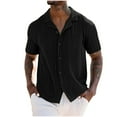 thumbnail image 2 of hotojiny Hawaiian Shirt for Men Textured Button down Short Sleeve Beach Clothes Casual Solid Color Golf Tops Summer Outfits, 2 of 6