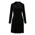 thumbnail image 4 of Fewfanhot Plus Size Dresses Velvet Button Down T Shirts Swing Mini Dress Casual Long Sleeves Lapel Tunic Tops, 4 of 8