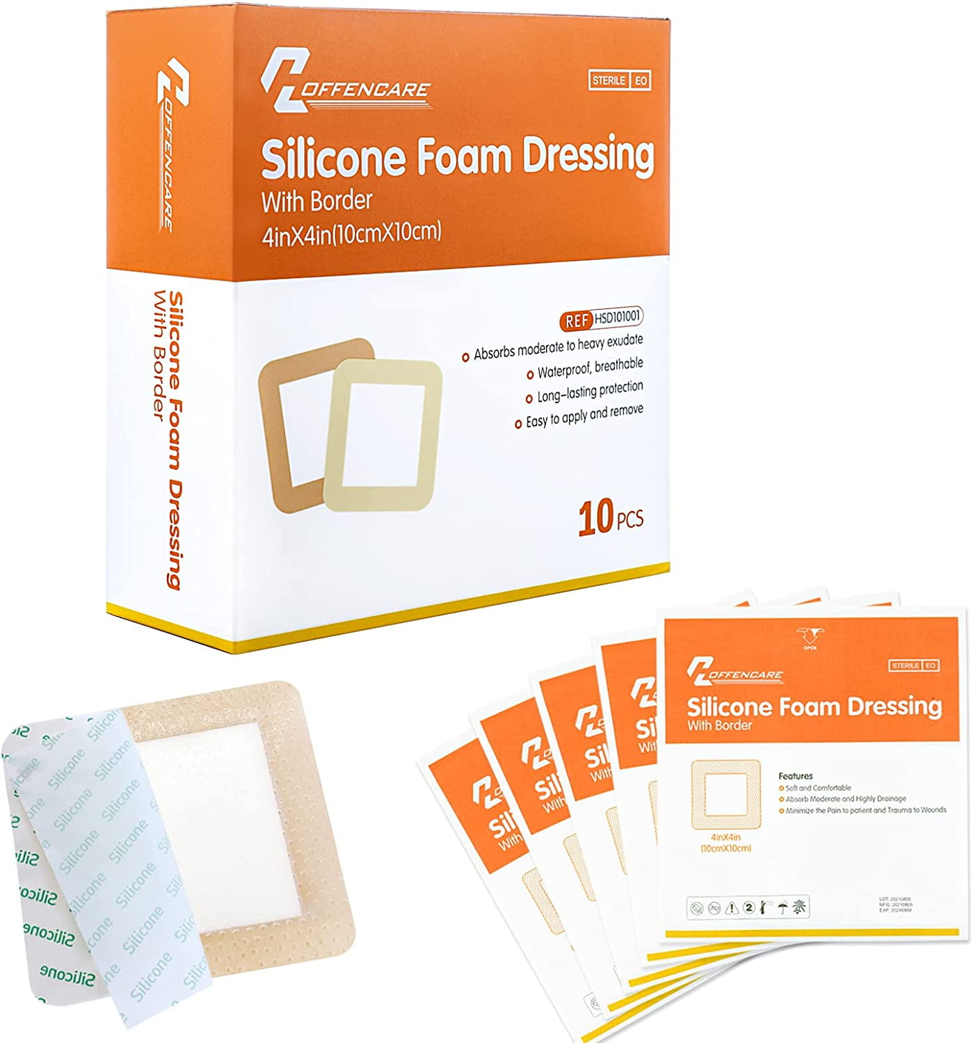 Silicone Foam Dressing, Bordered Silicone Adhesive Foam Bandage, High