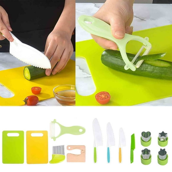 Lolmot 13PCS Toddler Knife for Chopping Mini Chef Knife Set for Kids Knives Kitchen Knife Set Plastic Children Cooking Cutter Set