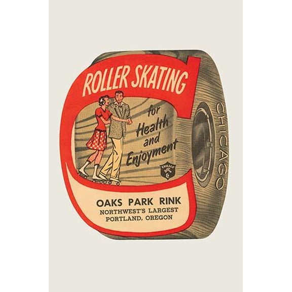 Roller Skating for Health and Enjoyment-Fine Art Canvas Print (20" x 30")