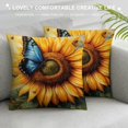 thumbnail image 3 of Autua Sunflower Butterfly Artgem Graphic Decorative Cushion Cover for Home Couch Living Room Sofa Bedroom, Short Plush, Invisible Zipper, Square, 1PC 18x18in, 3 of 5