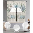 thumbnail image 2 of Blue Pumpkins Thanksgiving Swag Kitchen Curtains Sets for Windows 24 Inch Length, Fall Green Eucalyptus Retro Beige Short Window Curtain Swags Valances and Tiers 3 Piece Set for Cafe/Dining Room, 2 of 5