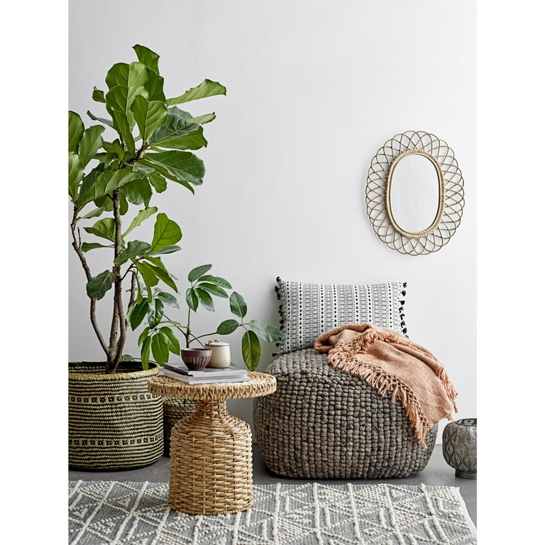 Creative Co-Op Wool Square Pouf Grey Pouf for Modern Homes
