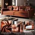 thumbnail image 6 of LLappuil King Size Pull Out Sofa Bed, Oversized Faux Leather 4 Seat Sofa Convertible Sleeper Sofa Bed Light Brown, 6 of 11
