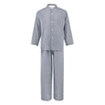 thumbnail image 5 of IYTR Mens Pajamas Set Plaid Crewneck Pajamas Suit Casual Wear Home Pajamas Suits Navy L, 5 of 6