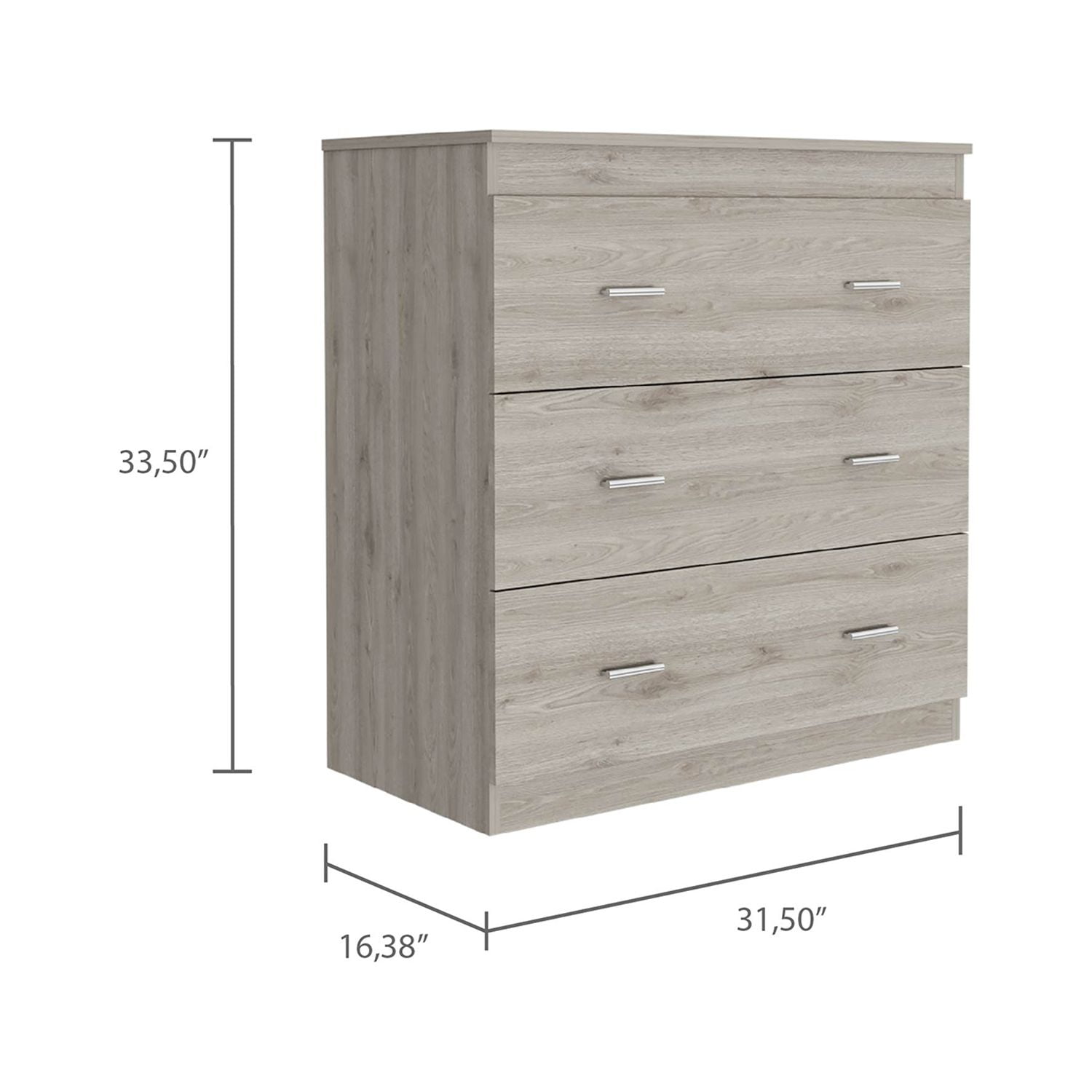 Kadyn Three Drawer Dresser, Nightstand with Handles, Chest of Drawers for Bedroom, Light Gray Kadyn Three Drawer Dresser, Nightstand with Handles, Chest of Drawers for Bedroom, Light Gray