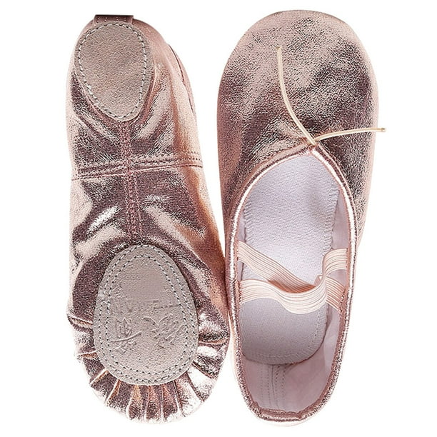 Zapatos de baile de cuero PU de color rosa para niñas, zapatos de baile con banda elástica cruzada, zapatos suaves antideslizantes para niños de rendimiento, talla 29