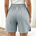 thumbnail image 4 of Wensltd Women Shorts Solid Wide Elastic Waistband Front Side Pockets Daily Casual Shorts Lightweight, 4 of 7