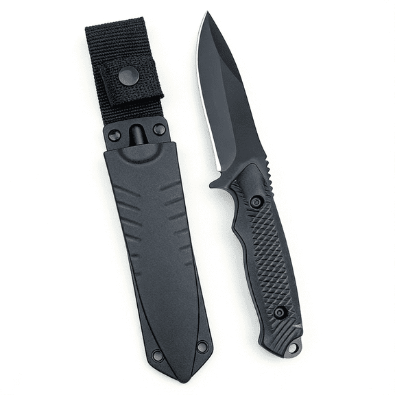 Survival Fixed Blade Knife Full Tang, 3.54" 50-Degree Steel Blade, Textured Diamond Grip Handle, 7.88" Overall Length, with Secure Nylon Sheath for Hunting & Outdoor Use, Camping Essentials
