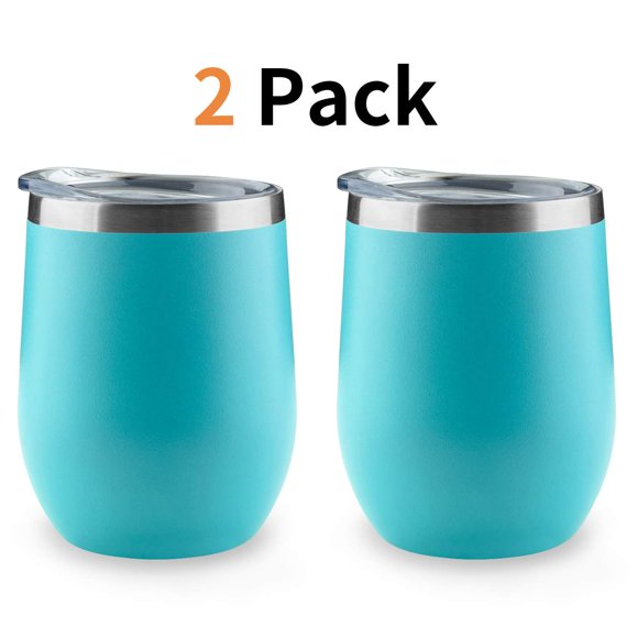 Stainless Steel Wine Tumbler with Lid, 12 OZ, Double Wall Vacuum Insulated Travel Tumbler Cup for Coffee, Wine, Cocktails, Ice Cream Cup with Lid Blue