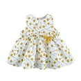 thumbnail image 1 of B91xZ Girl Maxi Dress Ruffle Bottom Summer Flutter Sleeves Clothes,Yellow 6-12 Months, 1 of 5