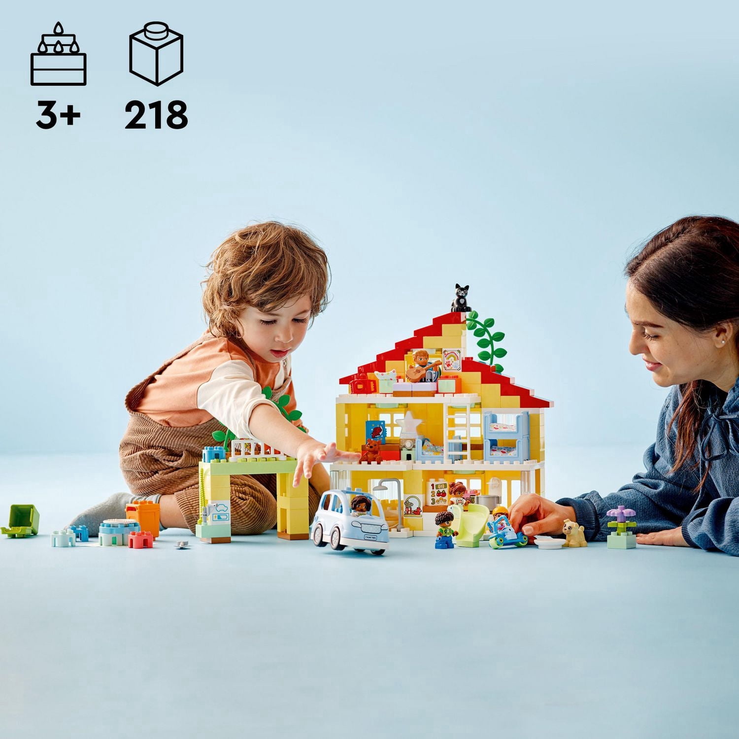LEGO DUPLO Town 3in1 Family House 10994 Educational STEM Building Toy Set for Toddlers Ages 3+, Car Toy and 3 Floor House Lets the Whole Family Build, Play and Learn