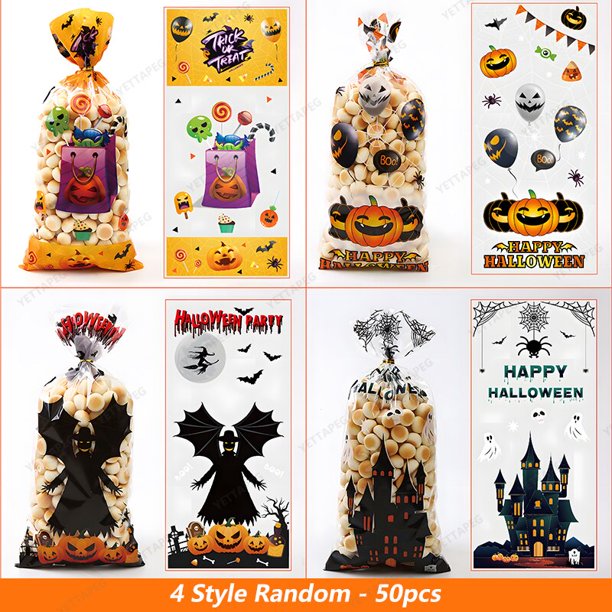 50 Unids Bolsa de Dulces de Halloween xuanjing Calabaza Bolsas de Regalo de Plástico