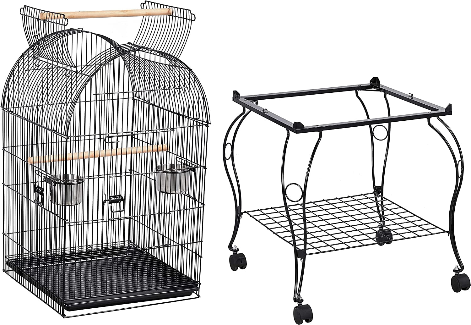 Neatifyes Medium Open Top Parrot Bird Cage for Cockatiels Conures Green Cheek Parakeets with Rolling Stand