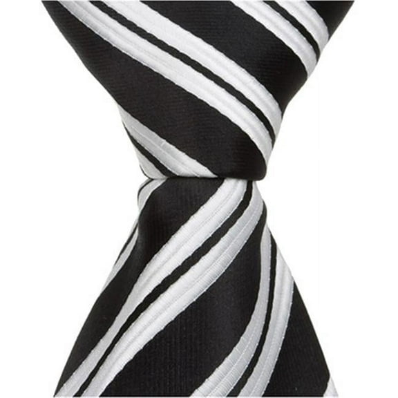 Matching Tie Guy 2499 K3 - 9.5 in. Zipper Necktie - Black With White Stripes- 6 to 18 Month