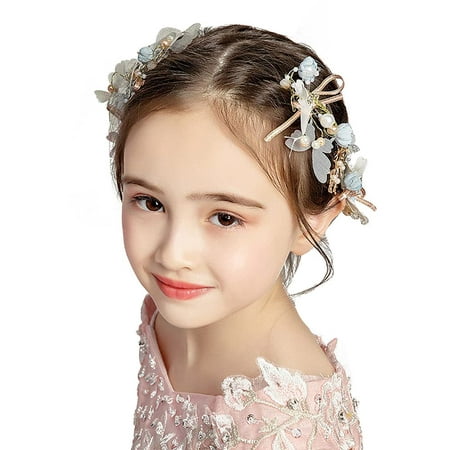 Accessoires de cheveux de mariage pour enfants, princesse bandeau fleur  blanche bandeau perle robe de cheveux pour fille et filles de fleur jolie  bande de cheveux de mariage de mariée