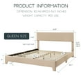 thumbnail image 3 of Einfach Queen Size Beige Fabric Upholstered Bed Frame with Adjustable Headboard, No Box Spring Needed, Low, 3 of 7