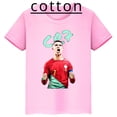 thumbnail image 2 of Camiseta de algodón de manga corta de verano para niños y niñas con estampado de Ronaldo, camisetas rosas, ropa periférica de fútbol para niños, 2 of 5