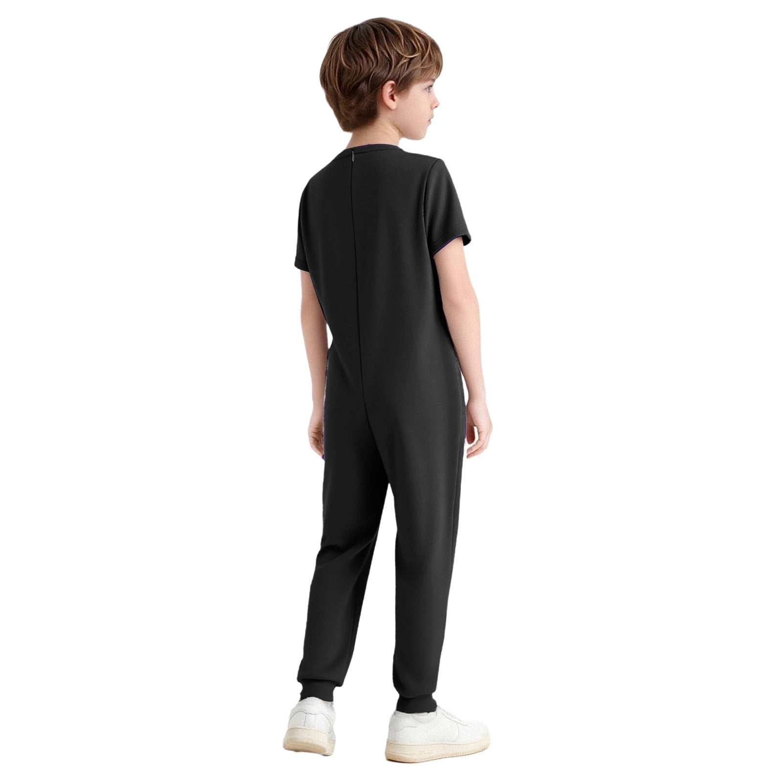 iiniim Boys Special Needs Bodysuit Full Length Jumpsuit One-Piece Romper Playsuit Adaptive Clothes Black 14