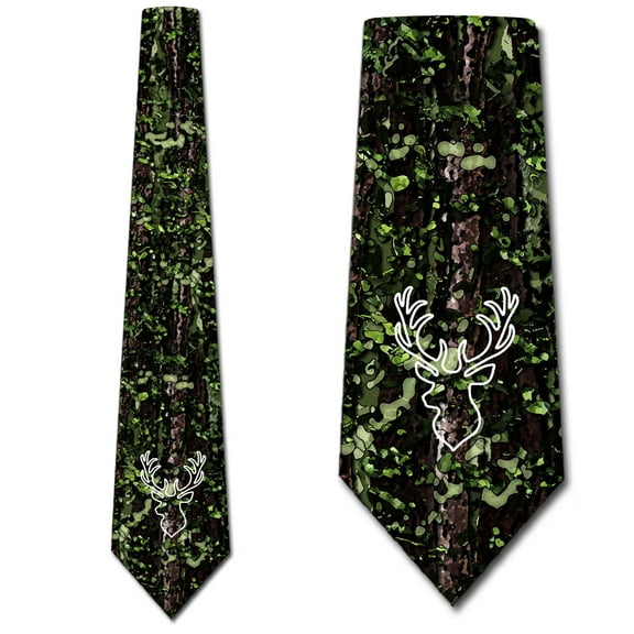 Hunting Ties Mens Camo Green Camouflage Necktie by Three Rooker