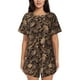 thumbnail image 1 of Balery Brown Camouflage Skull Conjunto de Pijama para Mujer con Estampado, Dos Piezas de Manga Corta y Shorts, Ropa de Dormir Suave con Cuello Redondo y Bolsillos-Medium, 1 of 6