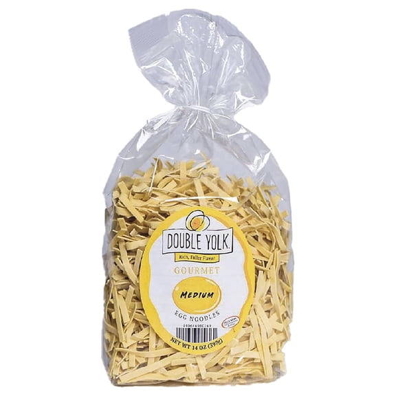 Double Yolk Gourmet Medium Egg Noodles, Premium Enriched Pasta Noodles for Soups, Casseroles & Side Dishes, 14 oz Bag