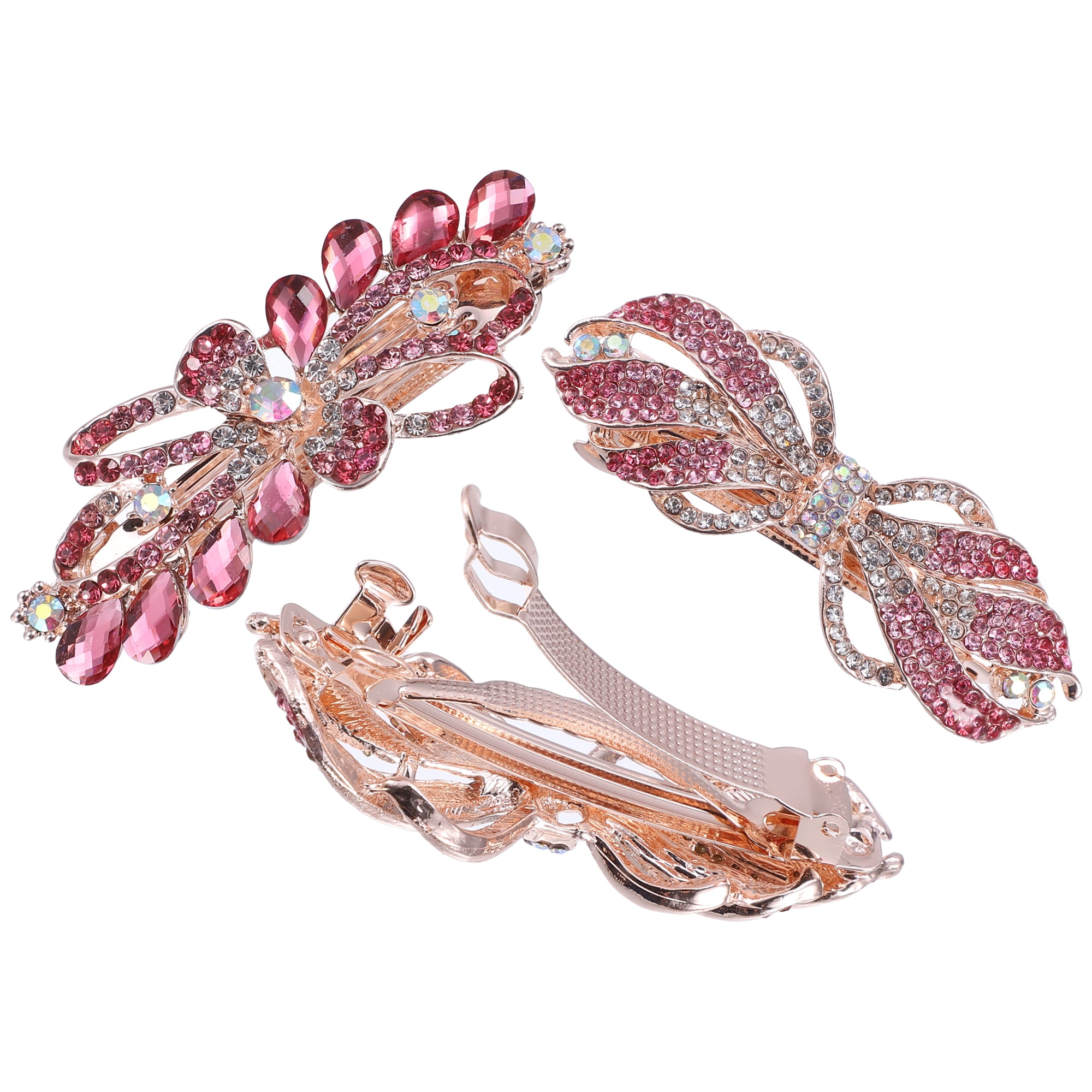 Unique Bargains 3 Pcs Hair Clips Hair Accessories For Women Hair Barrettes  Sparkly Rhinestones Hairpin Pink : Target