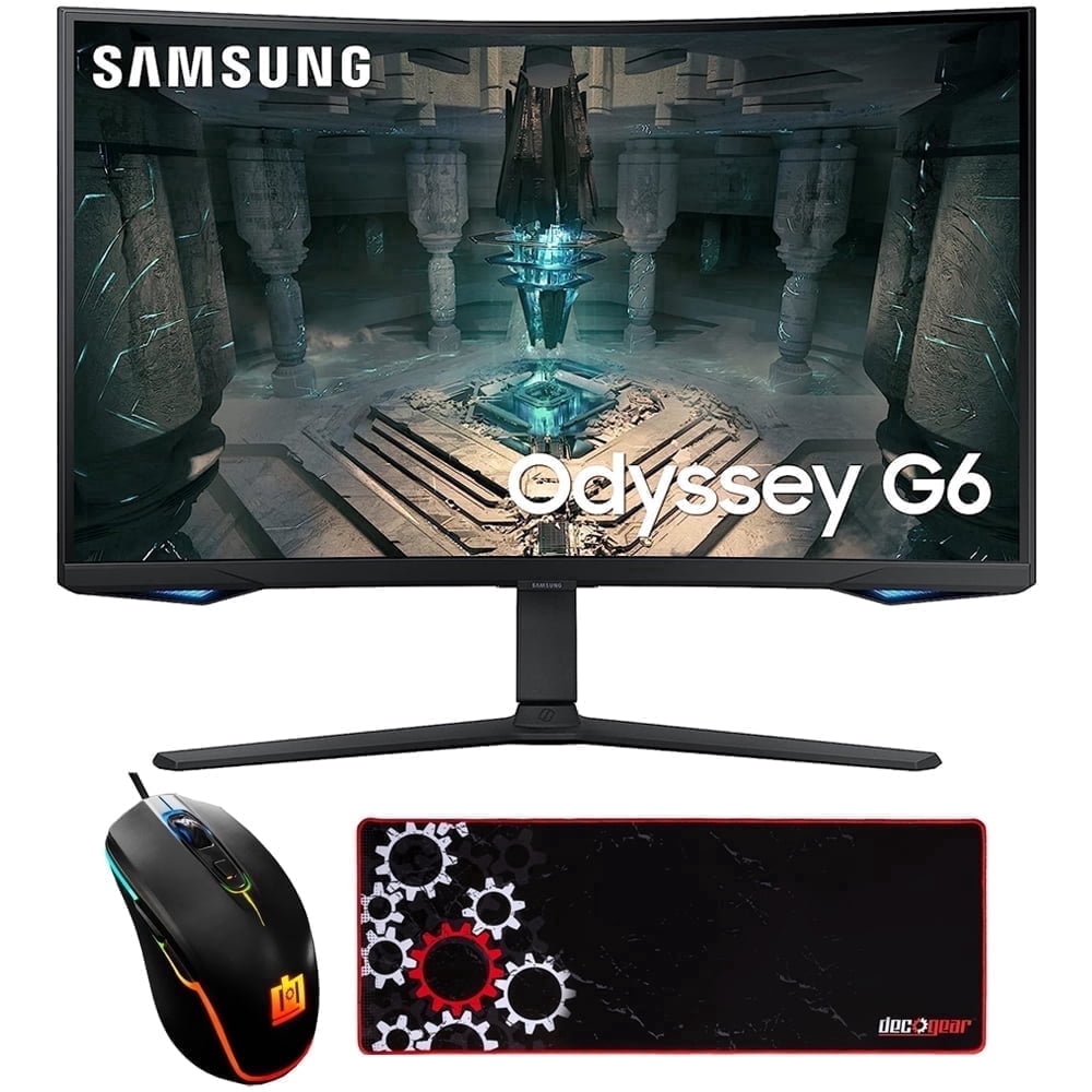 Samsung LS32BG652ENXGO 32" Odyssey G65B QHD 240Hz 1ms HDR600 1000R Curved Gaming Monitor Bundle with Deco Gear Wired Gaming Mouse & Large Extended Pro Gaming Mouse Pad