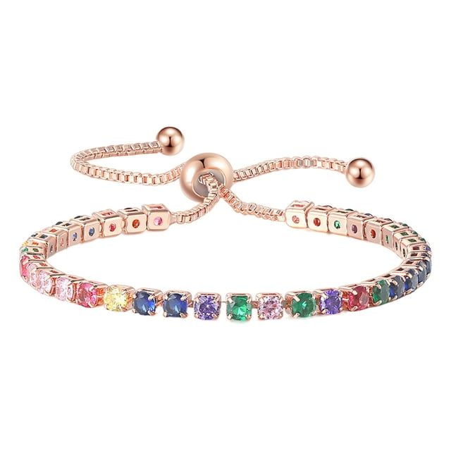 Visland Femmes Bracelet Multicolore Cubique Zircone Dames Réglable Perles Bracelet pour Fête