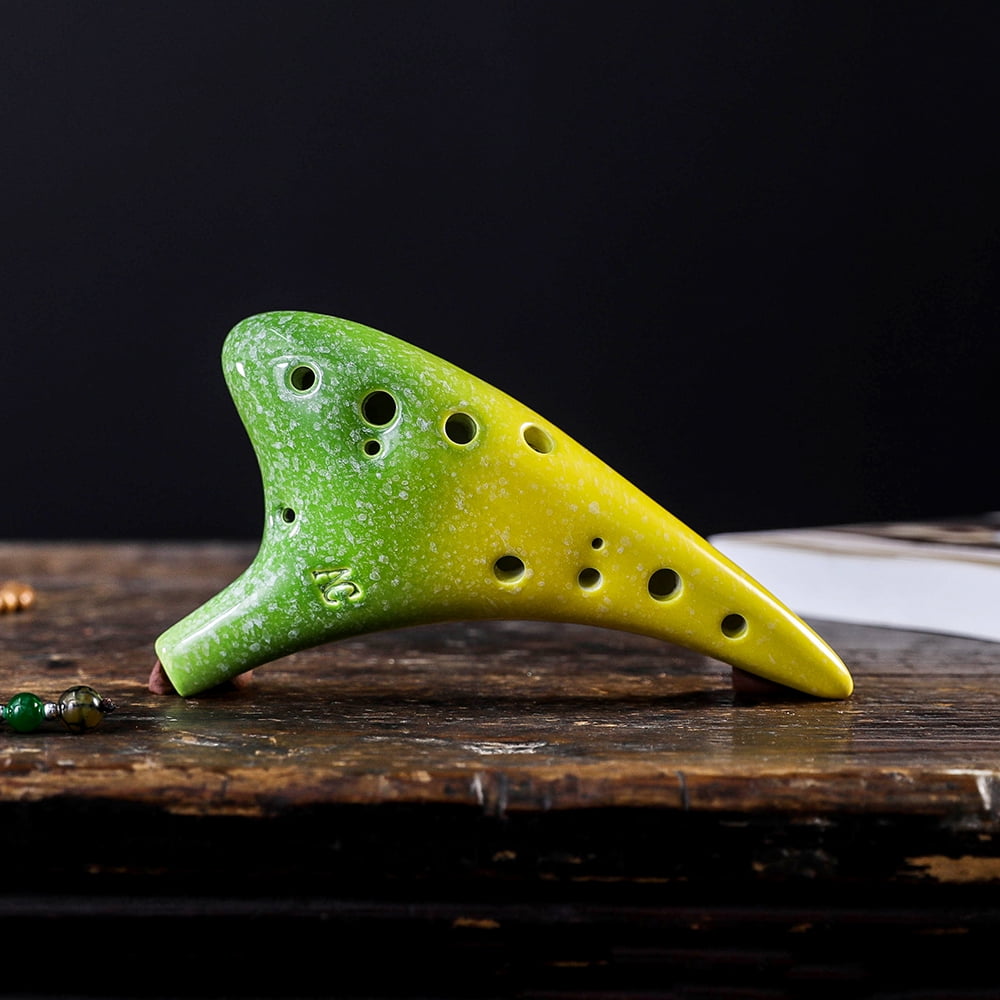 12 Holes Ceramic Ocarina Alto C Starry Style Musical Instrument with Lanyard Music Score