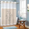 thumbnail image 6 of No Hook Shower Curtain, Minimalist Leaves Shower Curtains for Bathroom with See Through Top Window, Modern Farmhouse Botanical Floral Waterproof & Washable Bath Curtain Extra Long 72"x84", 6 of 7